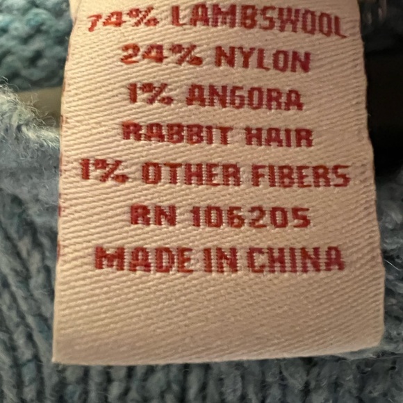 Sundance Blue Wool Angora Hooded Snowflake Sweater V-Neck - Picture 4 of 5